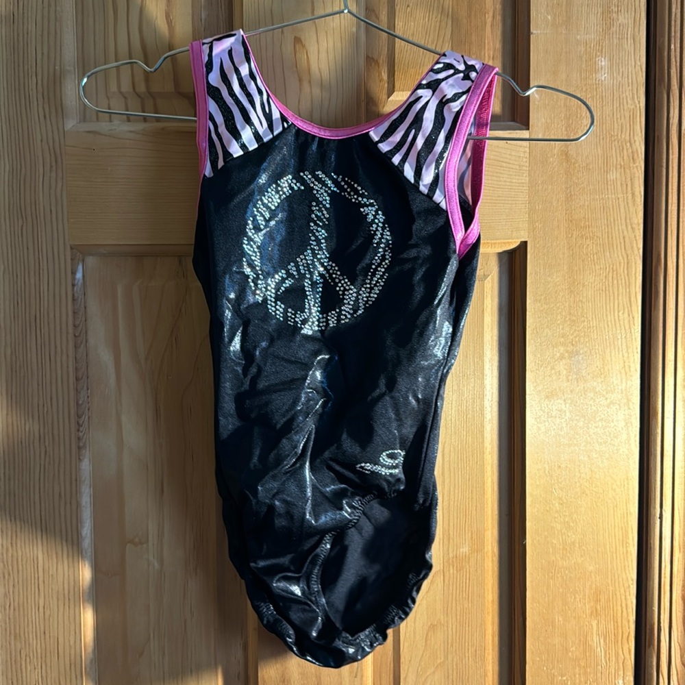 Zebra peace sign leotard